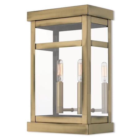 Livex Lighting Hopewell 2 Light Antique Brass Outdoor Wall Lantern 20705-01